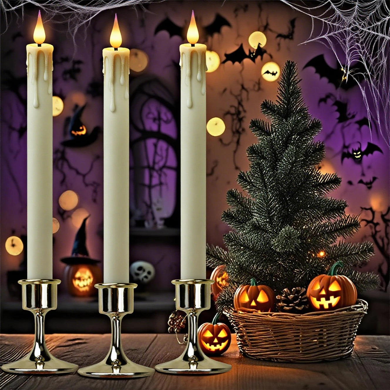 6Pcs Flameless LED Taper Candle Set with Timer and Holders - candletown.net