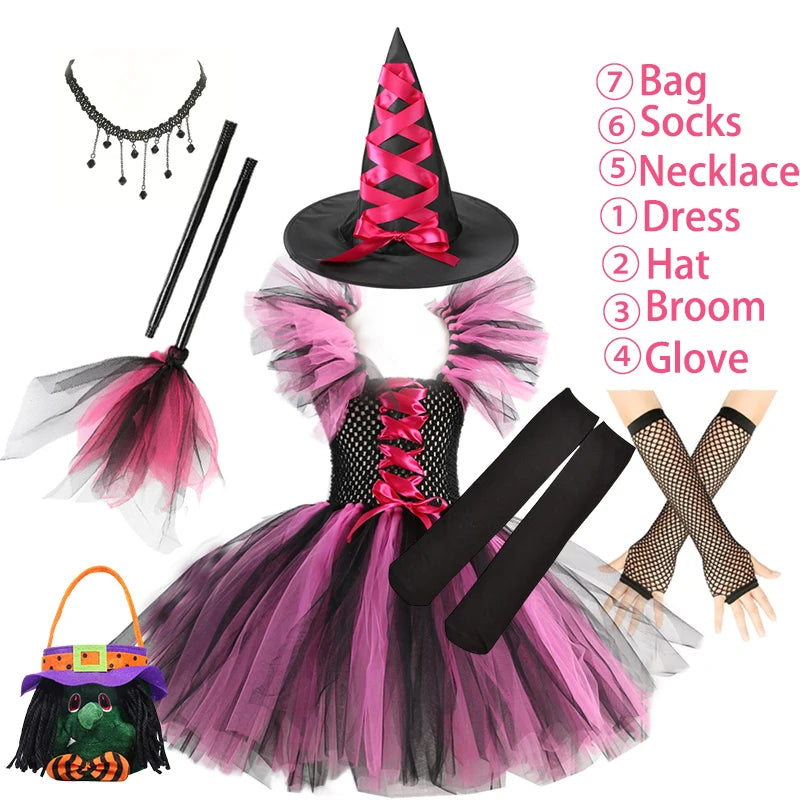 Kids Witch Costume – Hat, Broom & Accessory Options (Multicolor) - candletown.net