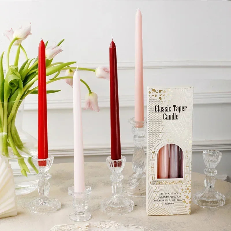4pcs Colored Taper Candles – Elegant Long Dinner Set - candletown.net