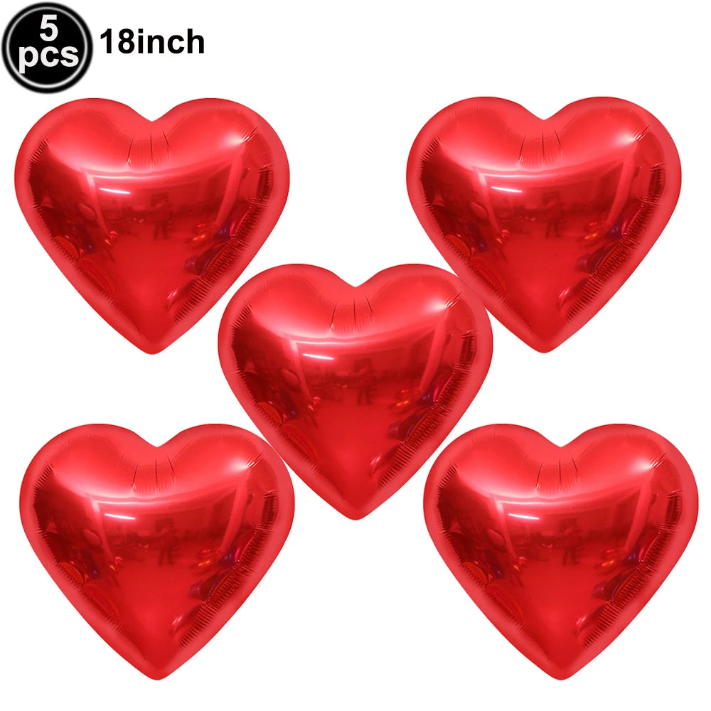 Heart Shaped Foil Balloons – 18 Inch (5 pcs) - candletown.net