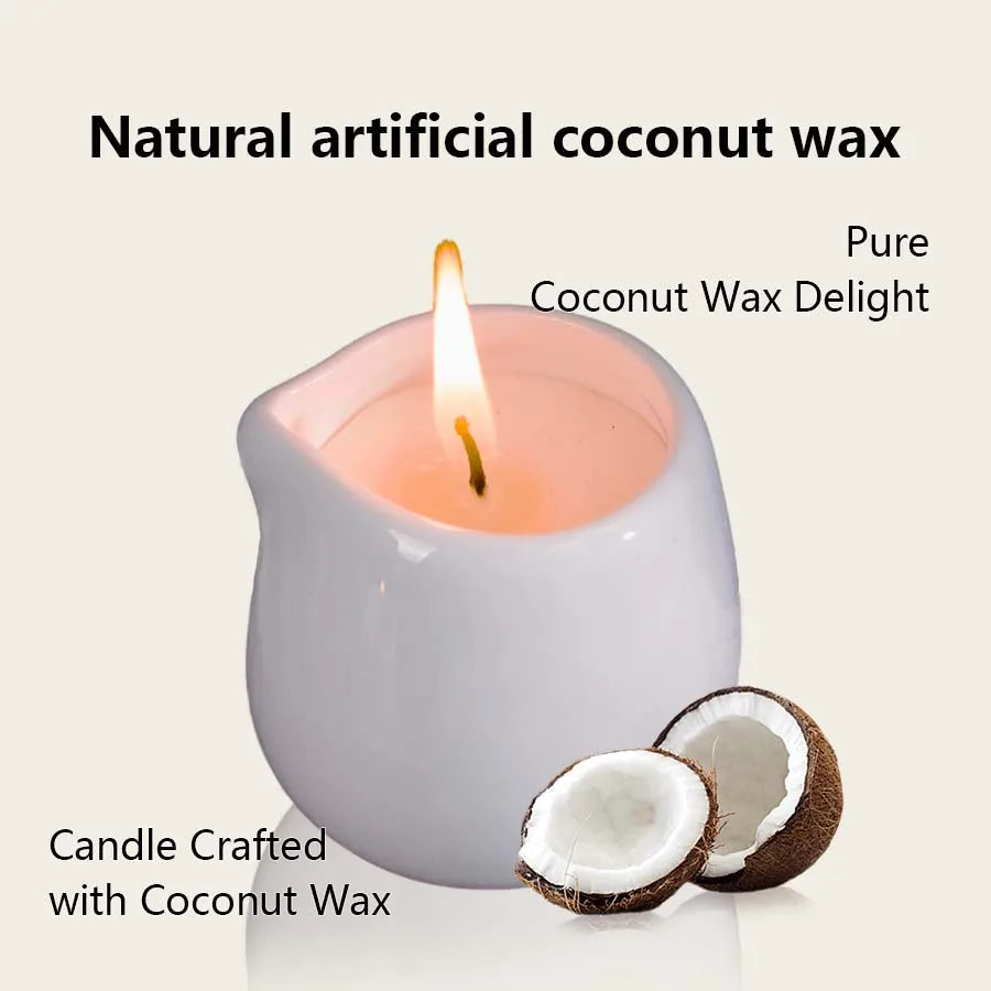 1pc Amber Vanilla massage essential oil candle, coconut wax, heating, body open back SPA romantic holder home decor valentines - candletown.net