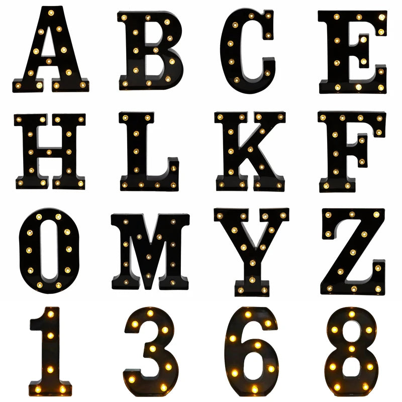 22cm LED Alphabet and Number Lights – Black Letter Decor - candletown.net
