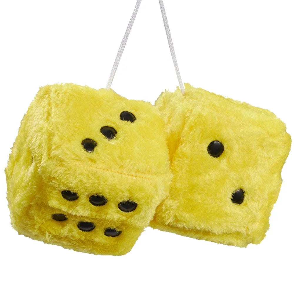 Retro 90s Fuzzy Dice – Plush Hanging Car Mirror Dice - candletown.net