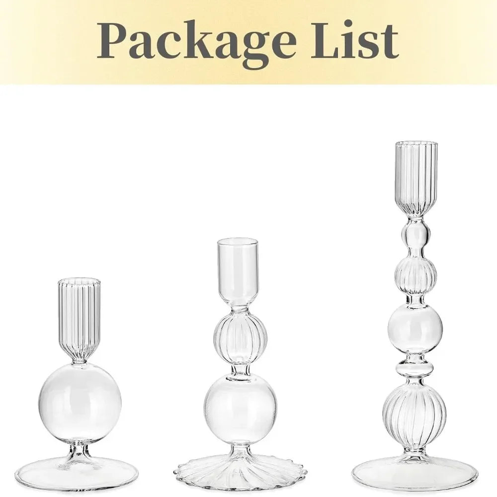 Glass Taper Candle Holder Set (3 pcs)