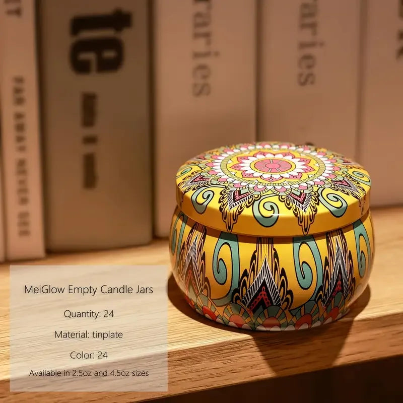 Printed Tin Candle Jars 2.5oz, Lids, Circle Heart or Butterfly - candletown.net