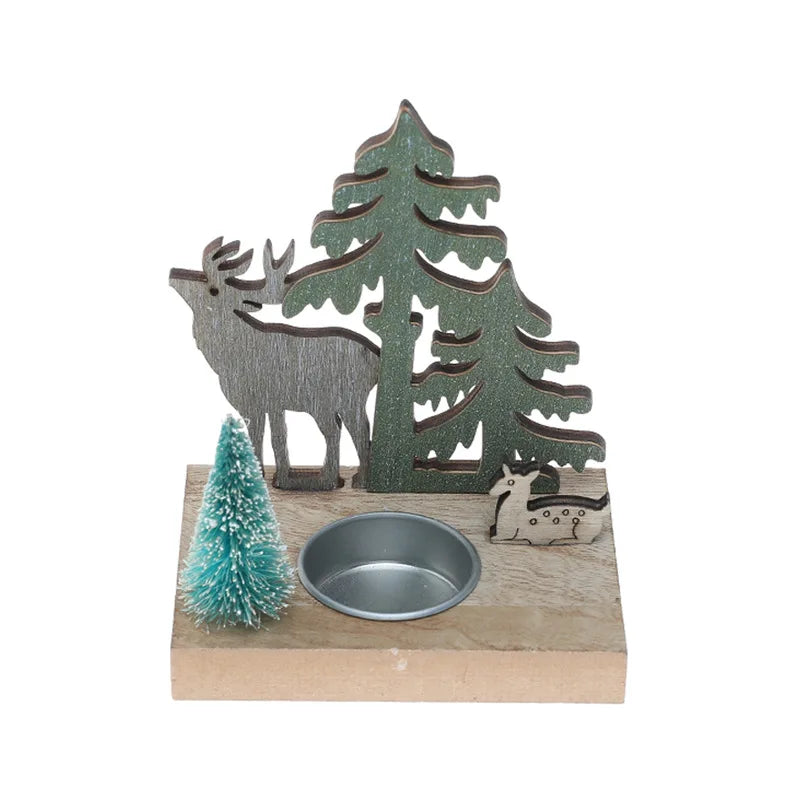 Wooden Christmas House Candle Holder