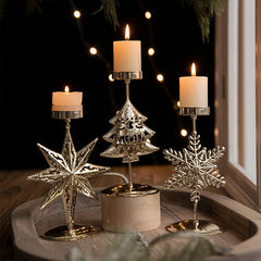 Christmas Metal Tealight Holders – Star, Snowflake & Elk