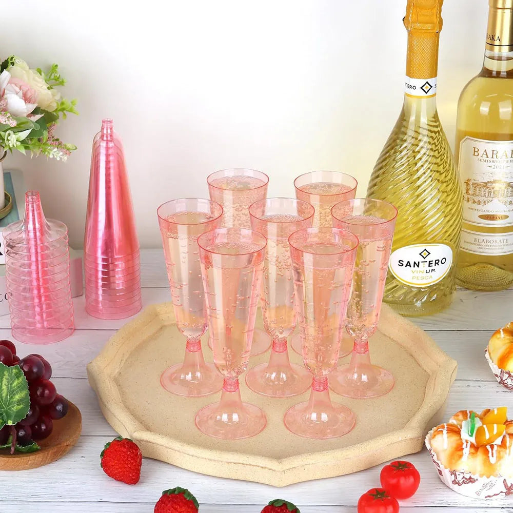 Disposable Champagne Glasses with Gold Rim - candletown.net