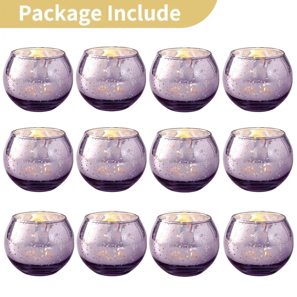 Reflective Glass Votive Candle Holders (Set of 6 or 12)
