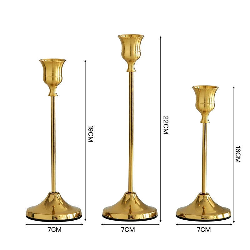Vintage Metal Candle Holder Set (3 pcs)