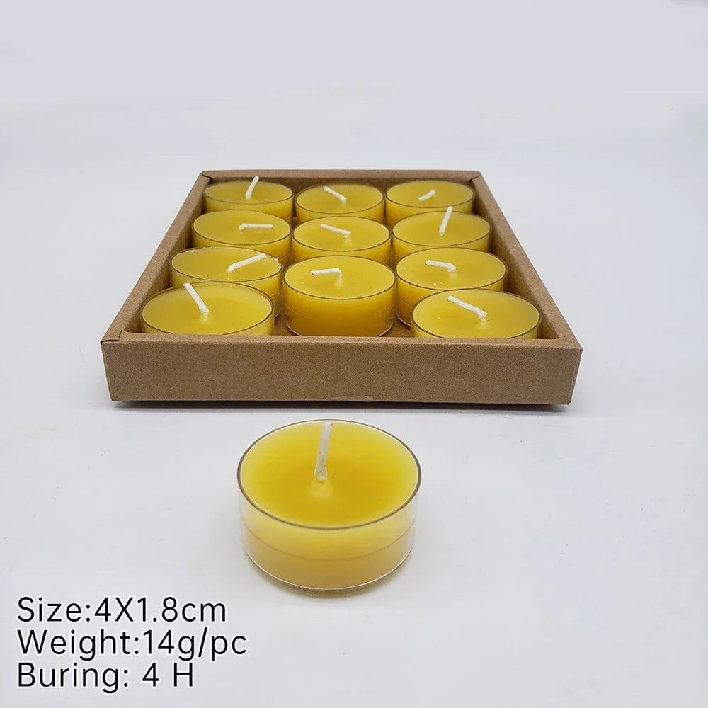 6/12 Pack Natural Beeswax Tealight Candles - candletown.net