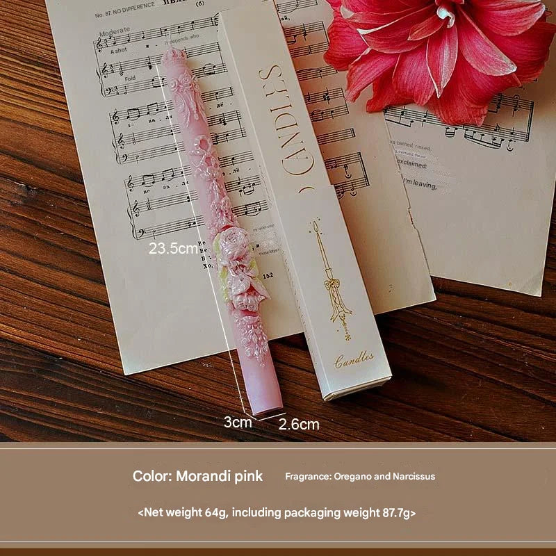 Embossed Long Taper Candle – Handcrafted Decorative Elegance - candletown.net