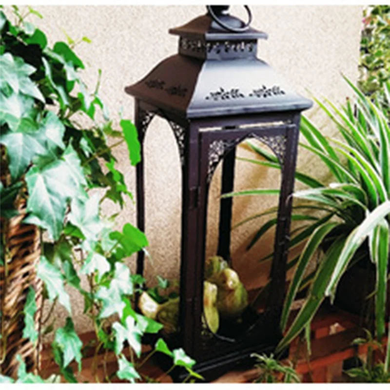 Black Metal Outdoor Candle Lantern