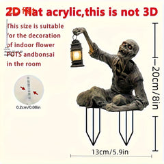 Halloween Zombie Lantern Ground Ornament – Acrylic Spooky Yard Decoration - candletown.net