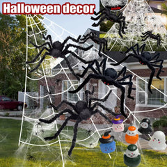 Halloween Spider Web with Spiders – Haunted House Decoration Set - candletown.net
