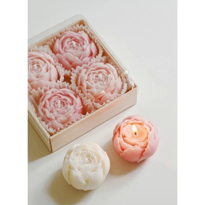 Rose Flower Shaped Soy Wax Candles – Set of 4 - candletown.net