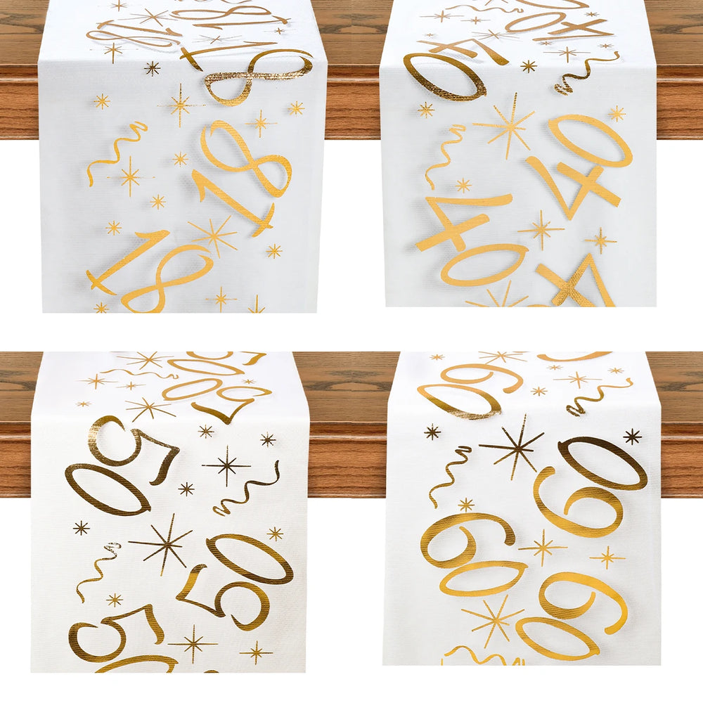 Birthday Table Runner – Gold, Silver & Black - candletown.net
