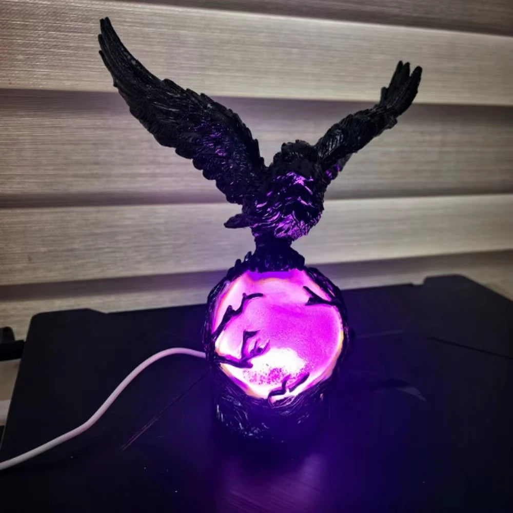 Raven Moonlight Gothic LED Table Lamp – Purple Orb Light - candletown.net
