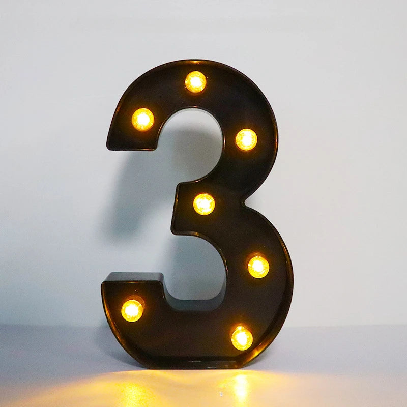 22cm LED Alphabet and Number Lights – Black Letter Decor - candletown.net