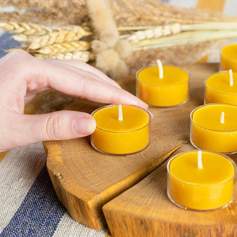 6/12 Pack Natural Beeswax Tealight Candles - candletown.net
