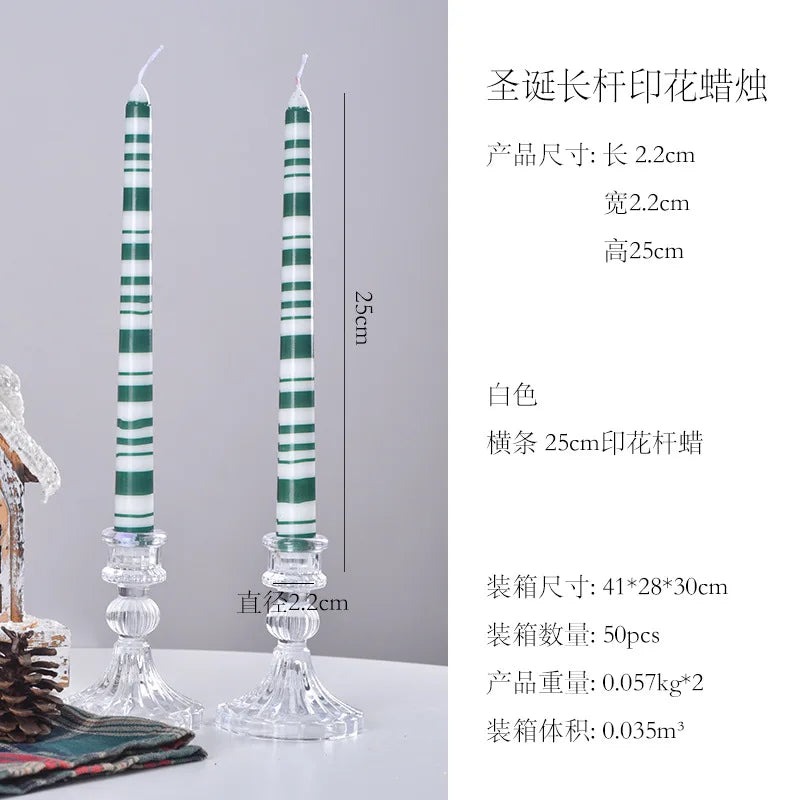 2 pcs 7.5” Christmas Taper Candles – Elegant Holiday Design - candletown.net