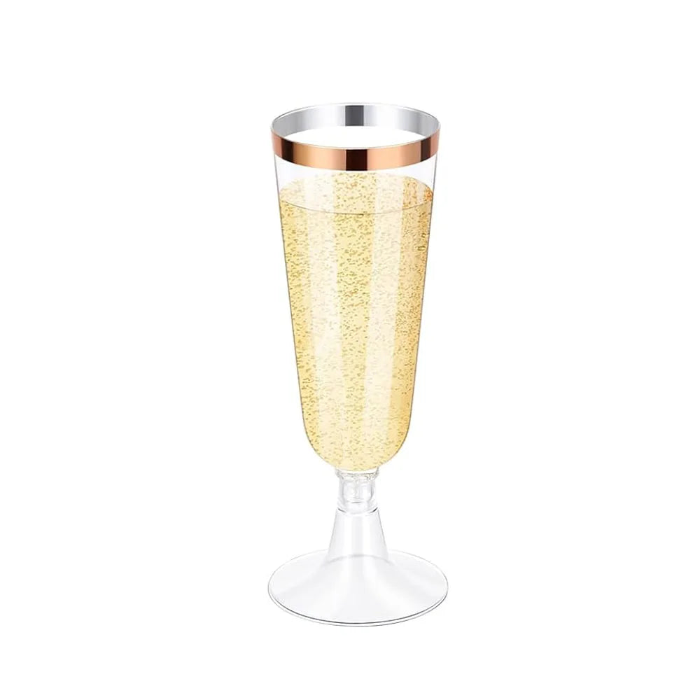 Disposable Champagne Glasses with Gold Rim - candletown.net