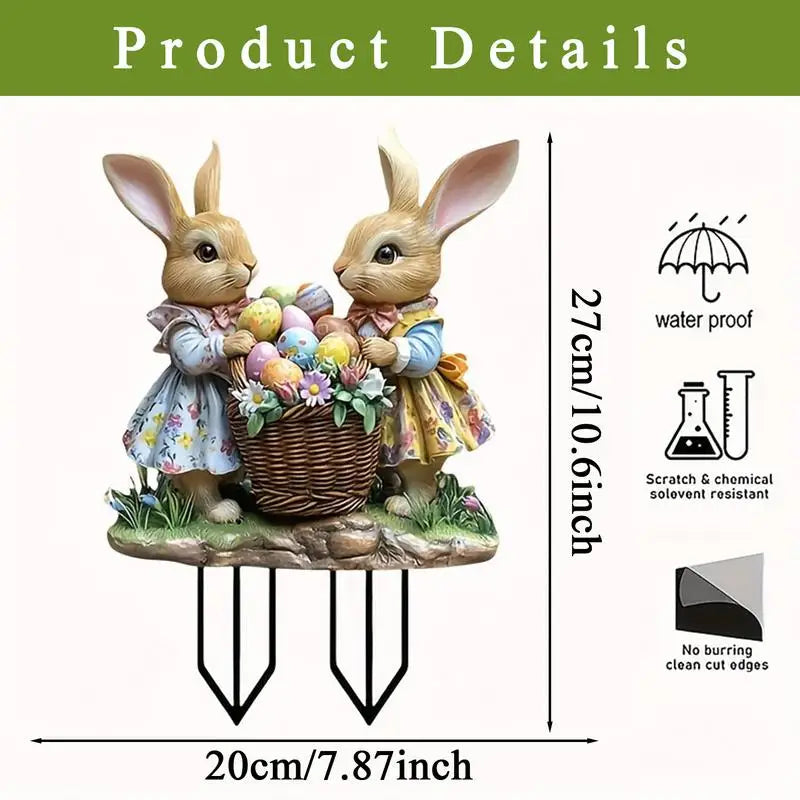 Easter Bunny Yard Sign – Acrylic Lawn Stake - candletown.net