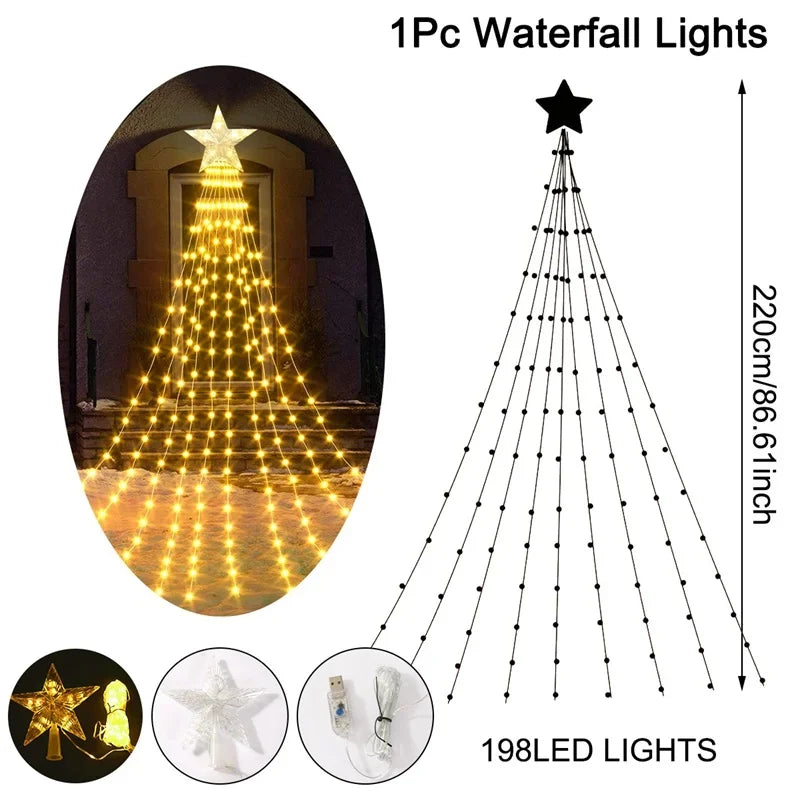 198 LED Star Waterfall Christmas Lights - candletown.net