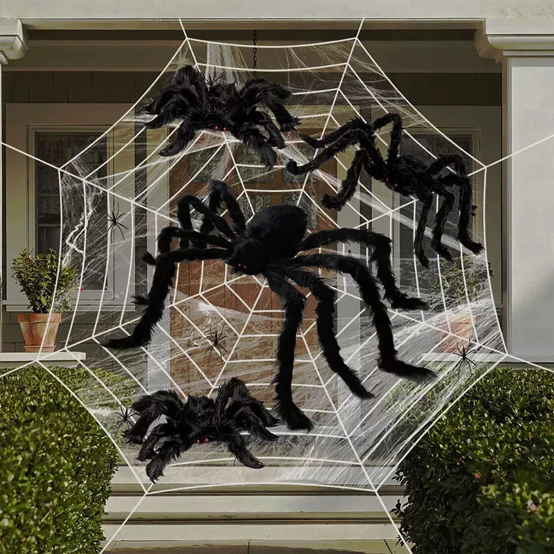 Halloween Spider Web with Spiders – Haunted House Decoration Set - candletown.net