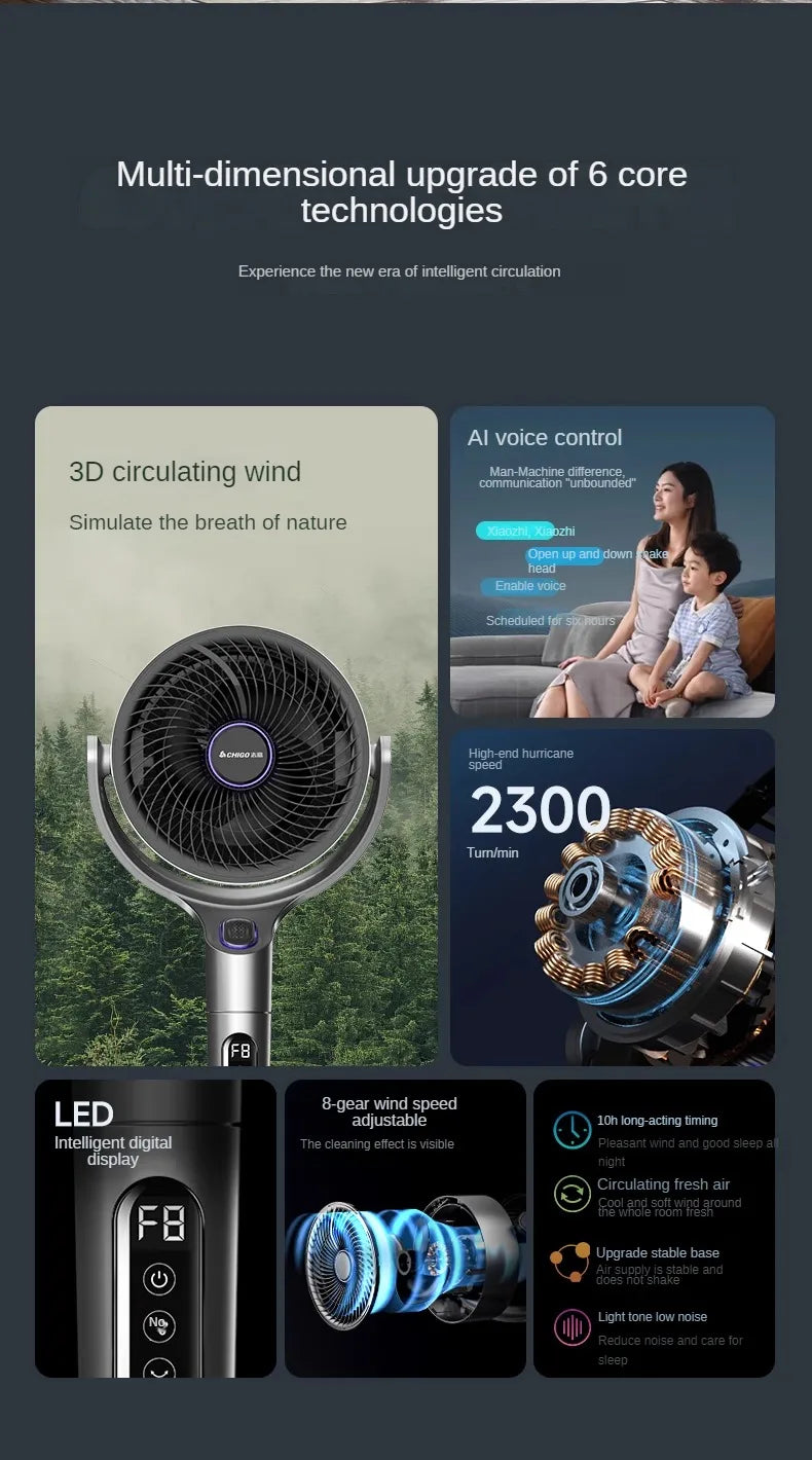 Modern Quiet Air Circulator Floor Fan with Remote Control - candletown.net