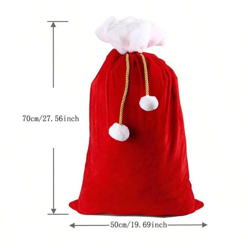 Santa Claus Christmas Gift Bag – Red Drawstring Sack for Presents