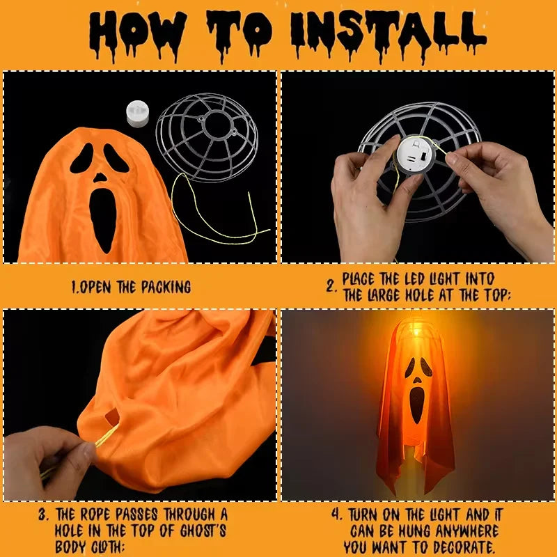 Halloween Ghost LED Hanging Decoration – Spooky Prop - candletown.net