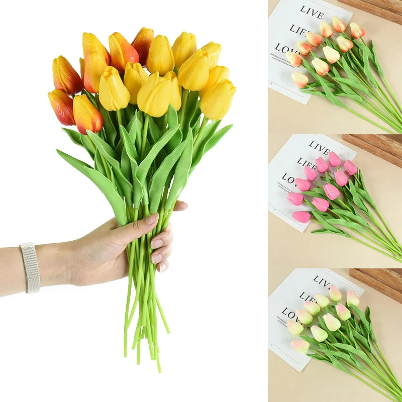 10pcs Tulip Artificial Flowers – Lifelike & Elegant Decor - candletown.net