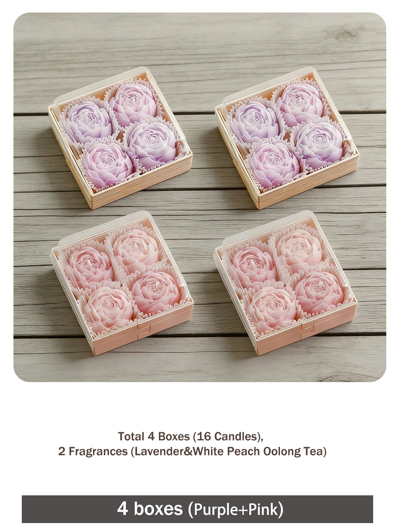 Rose Flower Shaped Soy Wax Candles – Set of 4 - candletown.net