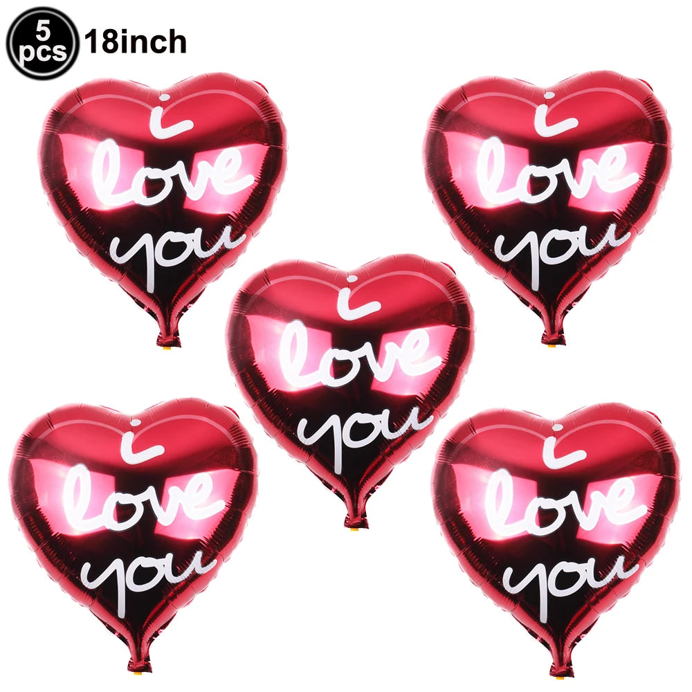 Heart Shaped Foil Balloons – 18 Inch (5 pcs) - candletown.net