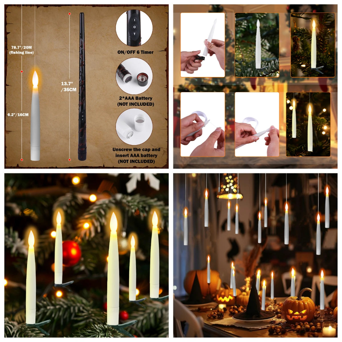 Flameless LED Taper Candles for Christmas Tree - candletown.net