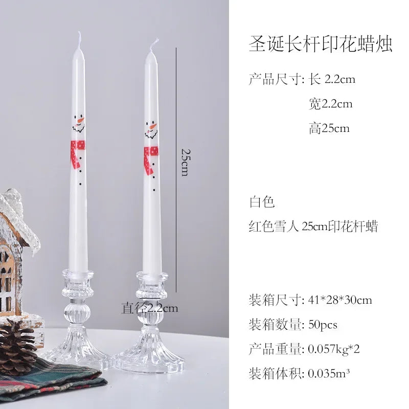 2 pcs 7.5” Christmas Taper Candles – Elegant Holiday Design - candletown.net