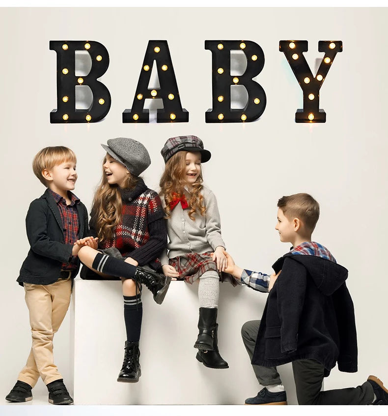 22cm LED Alphabet and Number Lights – Black Letter Decor - candletown.net