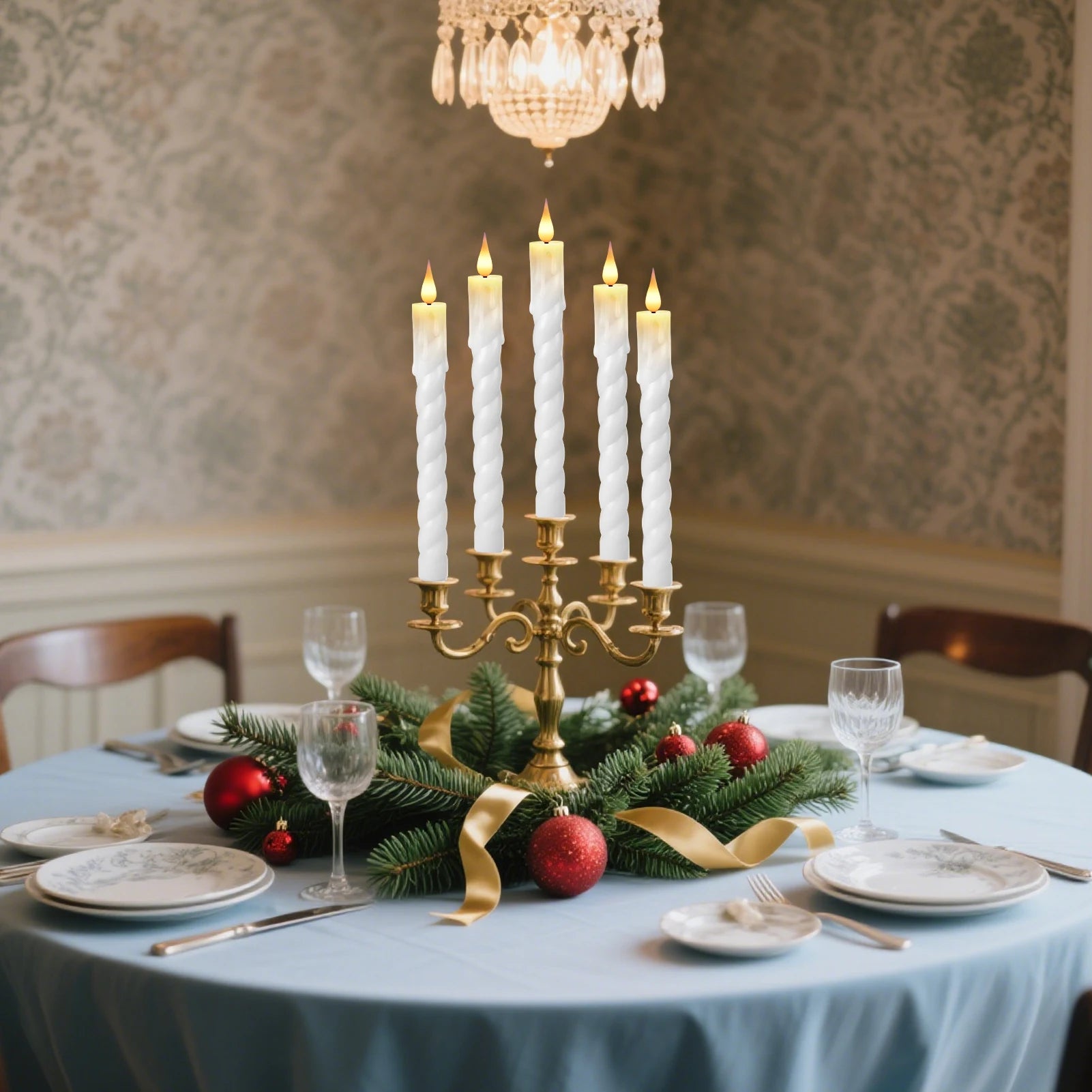 6Pcs Flameless LED Taper Candle Set with Timer and Holders - candletown.net