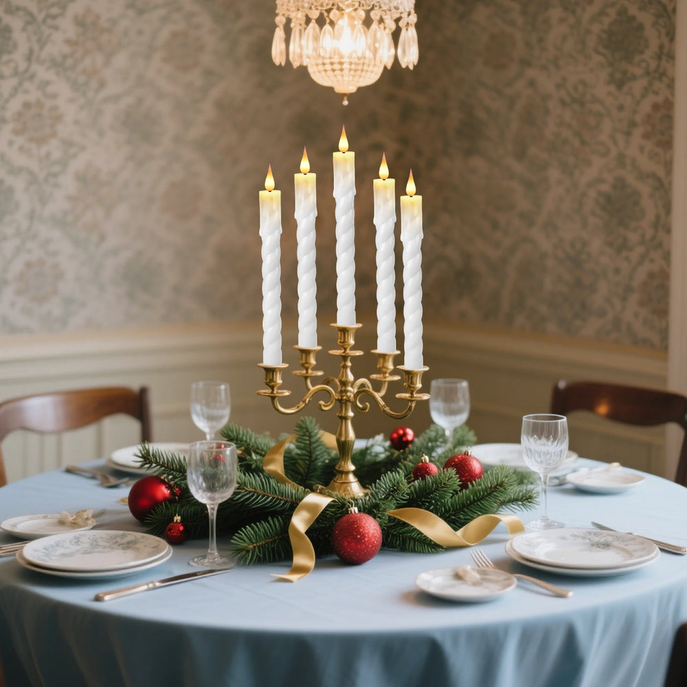 6Pcs Flameless LED Taper Candle Set with Timer and Holders - candletown.net