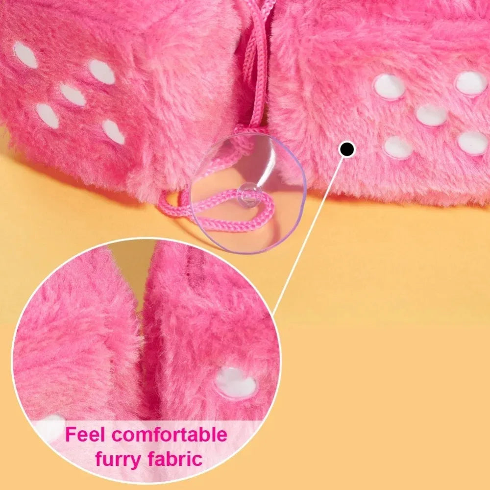 Retro 90s Fuzzy Dice – Plush Hanging Car Mirror Dice - candletown.net