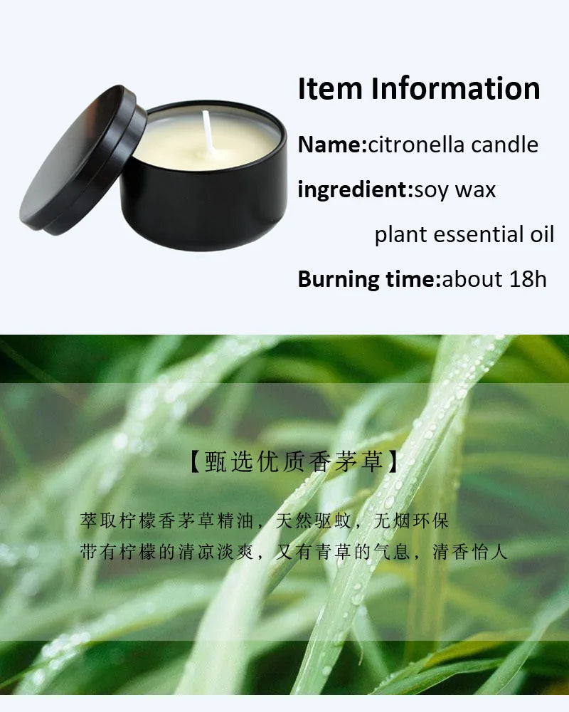 18h Citronella Candle – Natural Mosquito Repellent in Black Tin - candletown.net