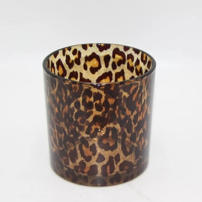 Leopard Print Glass Tealight Candle Holder