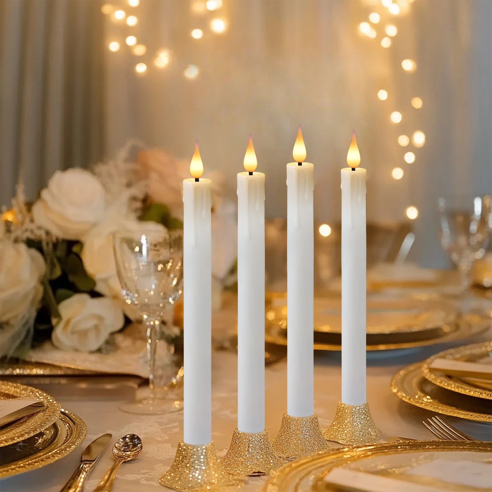 6Pcs Flameless LED Taper Candle Set with Timer and Holders - candletown.net