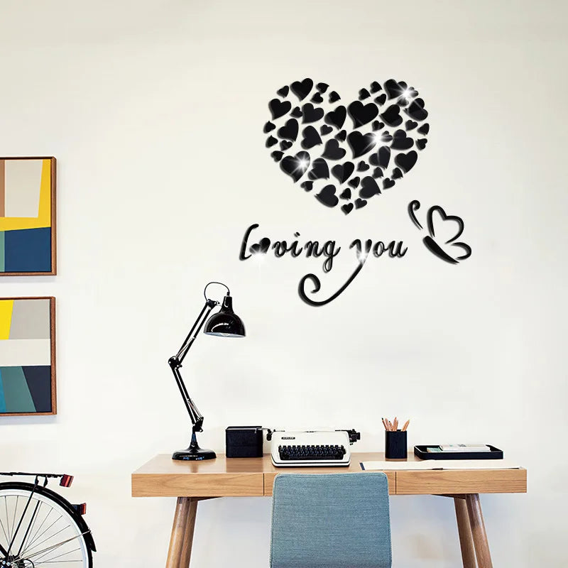 DIY Love Heart Acrylic Wall Stickers – 3D Mirror Decor - candletown.net