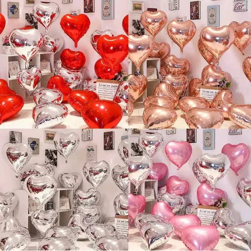 60-5PCS Red Heart Foil Balloons Inflatable Helium Balloon DIY Birthday Party Ornaments For Valentine's Day Wedding Party Gifts - candletown.net