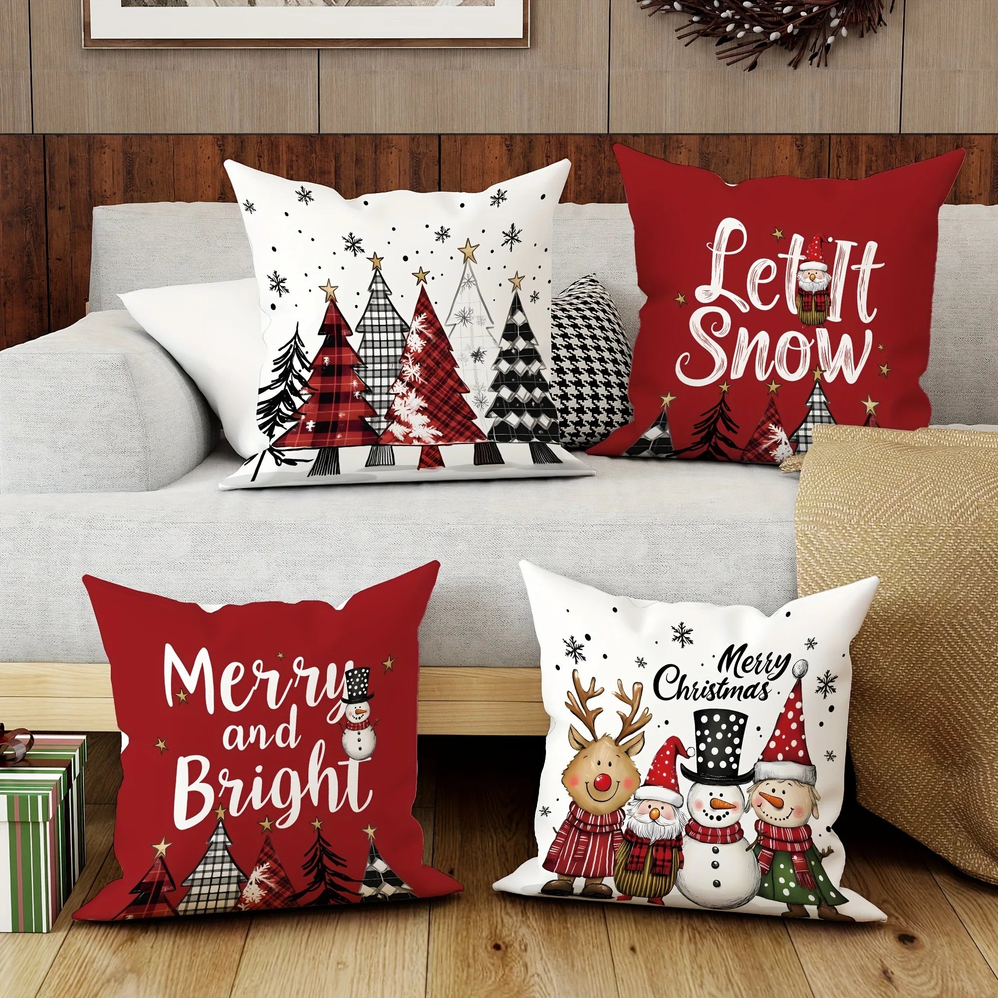 Christmas Decoration Pillowcase – Santa & Christmas Tree Design