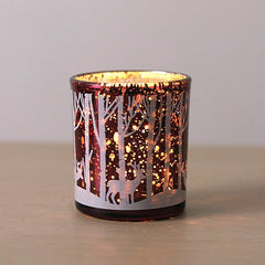 Metallic Twig Tree Glass Candle Holder