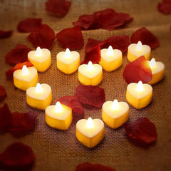 Heart-Shaped LED Flameless Tealight Candles – Romantic Decor Set
