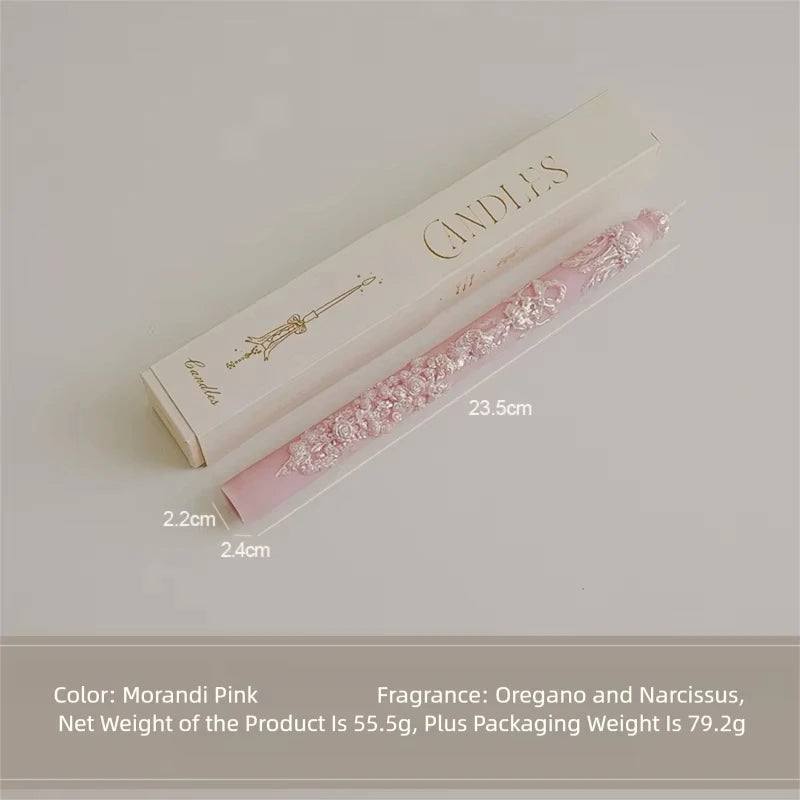 Embossed Long Taper Candle – Handcrafted Decorative Elegance - candletown.net